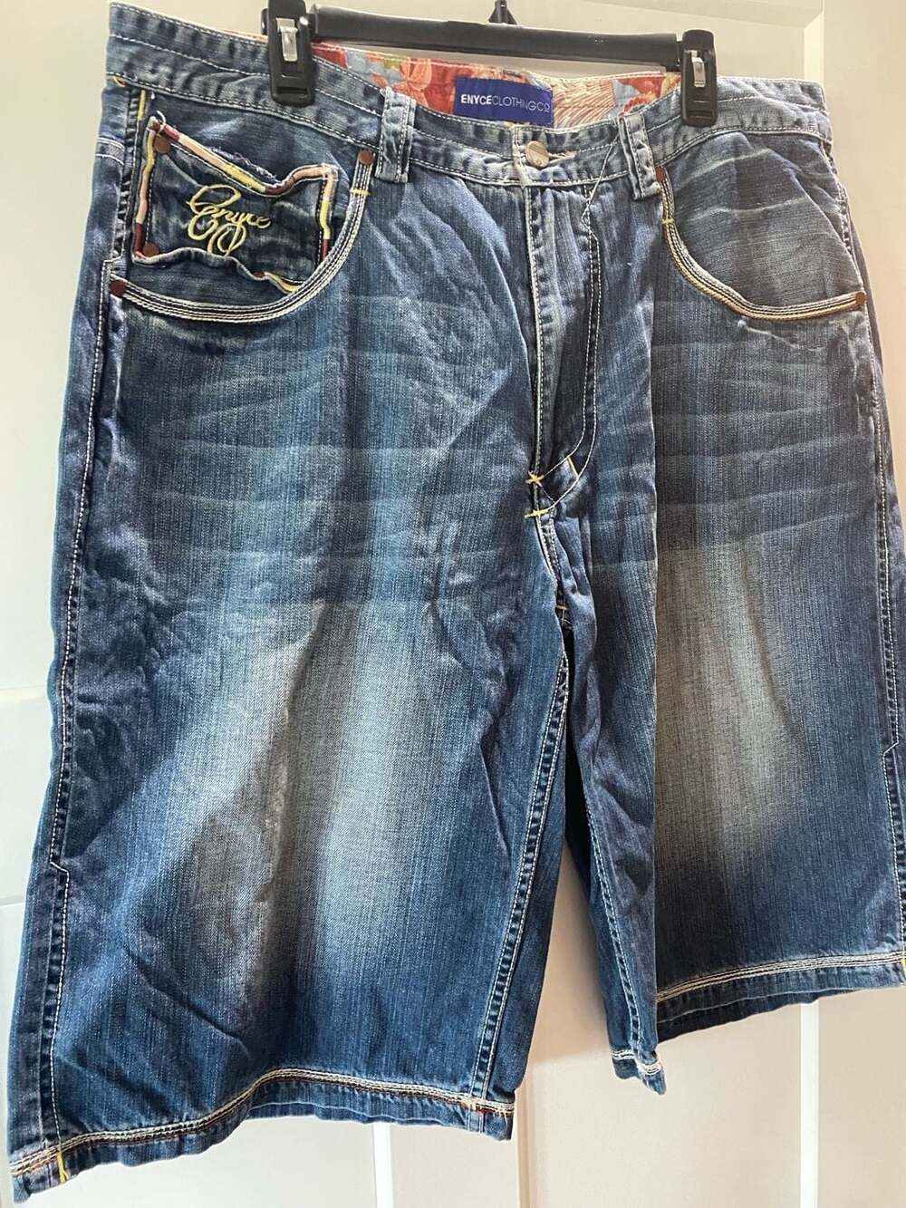 Vintage Enyce Denim Shorts, Y2K Baggy Hip Hop Streetwear, Men's Size 38